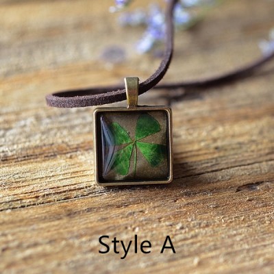 Personalised Pressed Four Leaf Necklace for St. Patrick's Day