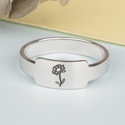 Personalised Birth Flower Ring 1-4 Birthflower