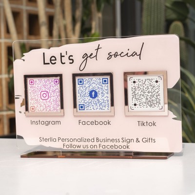 Personalised Instagram Facebook Tiktok Multi Social QR Code Sign For Pup Up Shop