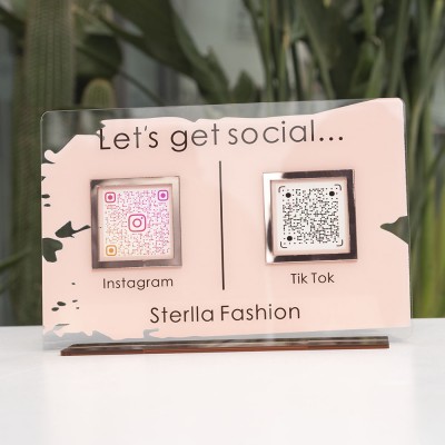 Personalised Instagram Tiktok Multi Social QR Code Sign For Pup Up Shop