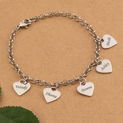 Personalised Women Bracelet with Kids Names Gifts for Mum Grandma Wife