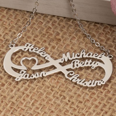Personalised Infinity Name Necklace with 5 Names