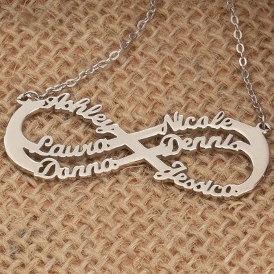 Personalised Infinity Name Necklace with 6 Names