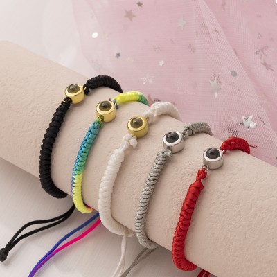 Personalised Photo Projection Braided Rope Bracelet With Picture Inside Unique Birthday Gift For Grilfriend Graduation Gift For Best Friend