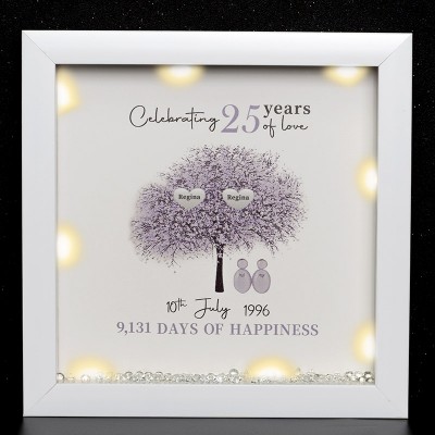 25th Wedding Anniversary Personalised Family Tree Framed Print