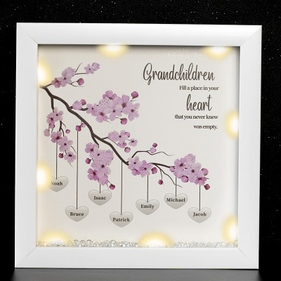 Personalised Light Up Family Tree Box Frame with 1-25 Names Mother's Day Gift For Grandma, Mom