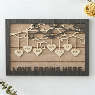 Family Tree Wood Frame Sign Personalised Home Wall Decor Christmas Gift