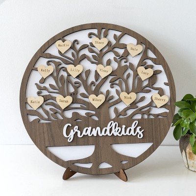 Personalised Family Tree Sign with 1-30 Name Engravings Home Wall Decor