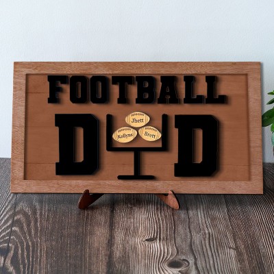 Personalised Father's Day Gift Football Dad Wood Sign