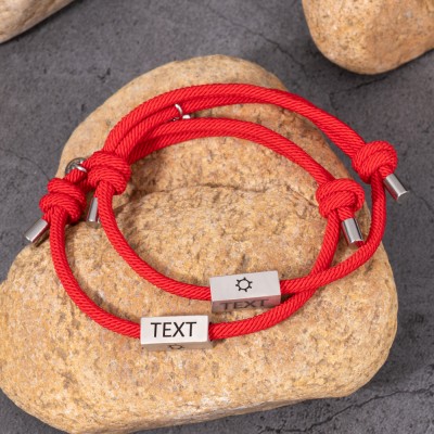 Personalised Set of 2 Couple Matching Magnetic Bracelet