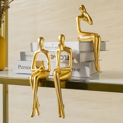Nordic Style Golden Abstract Thinker Figurines Modern Art Office Home Decor Christmas Birthday Gift