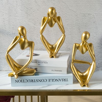 Nordic Style Golden Abstract Thinker Figurines Modern Art Office Home Decor Birthday Gift Valentine's Day Gift For Dad Husband Him