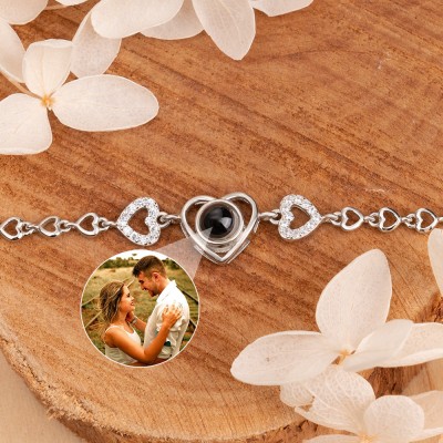 Personalised Memorial Photo Projection Bracelet for Women Anniversary Gifts