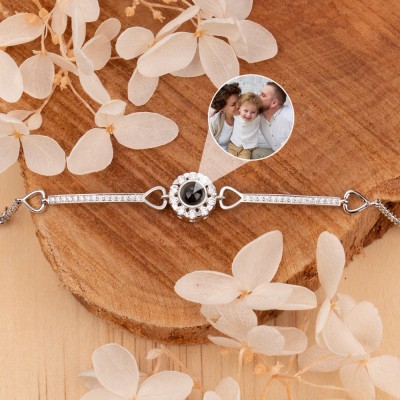 Personalised Projection Photo Bracelet with Picture Inside Gifts for Mum Wife Christmas Gift Ideas