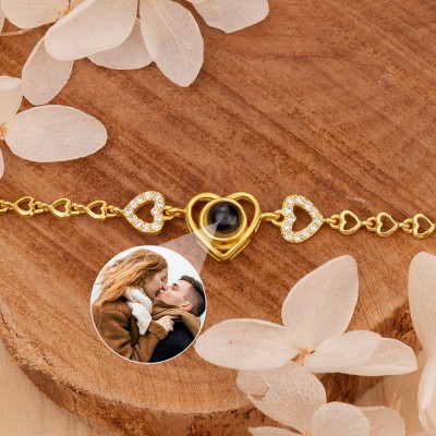 Personalised Heart Photo Projection Bracelet Gifts for Her Anniversary Gifts Christmas Gifts