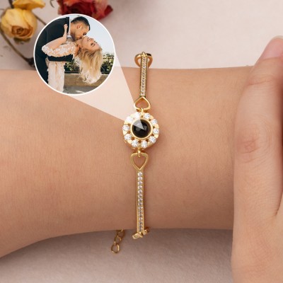 Personalised Women Projection Memory Bracelet with Pictures For Anniversary Gifts