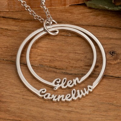 Personalised 2 Disc Eternity Bands Name Necklace