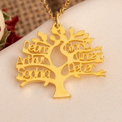 Personalised Family Tree Name Necklace with 1-6 Names
