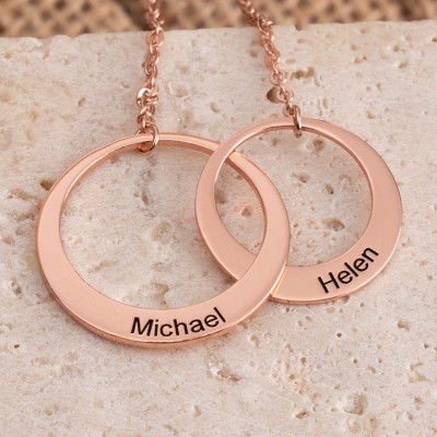 Personalised Generation Necklace Two Circles Necklace for Your Son & Daughter