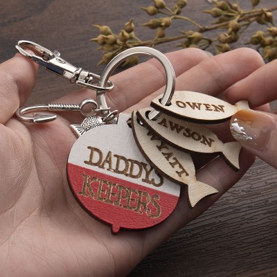 Handmade Father's Day Gift Personalised Fishing Keychain We're Hooked on Daddy Dad Grandpa