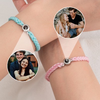 Personalised Couple Photo Projection Bracelet Memorial Boyfriend Gift Valentine's Day Gift for Him