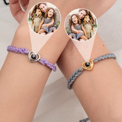 Personalised Heart Photo Projection Couple Bracelet Valentine's Day Gift for Boyfriend Anniversary Gift for Him