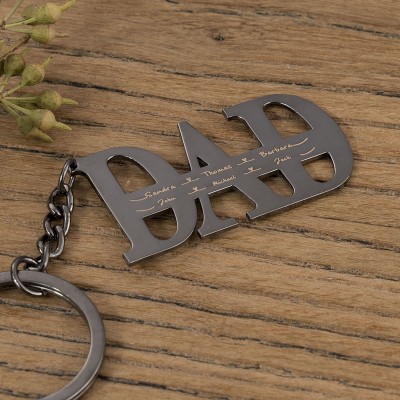 Father’s Day Gift Personalised Dad Keychain Engraving 1-16 Names 
