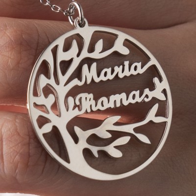 Personalised Tree of Life Name Necklace Family Tree Gifts for Mum Grandma Wife (1-8 Names)