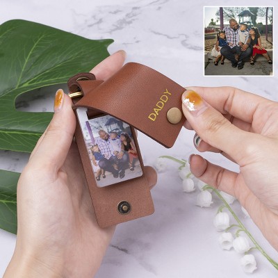 Personalised Leather Engraved Photo Keychain