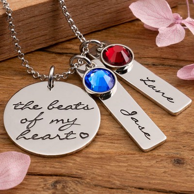 Personalised Birthstone Necklace with Engraving Names