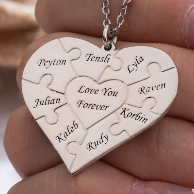 Personalised Heart Shape 1-8 Pieces Necklace Gift for Mum and Grandma