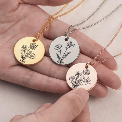 Personalised Birth Flower Necklace
