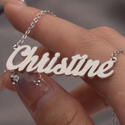 Custom Gift Personalised Silver Classic Name Necklace Christmas for Wife Friend
