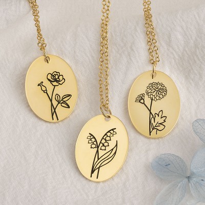 Personalised Birth Flower Necklace