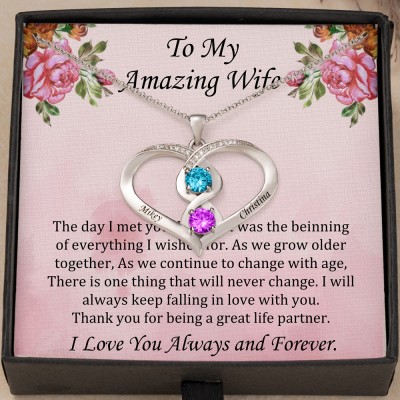 Personalised To My Amazing Wife Heart Shaped Necklace Love Gift Ideas for Wife Unique Wedding Anniversary Gifts