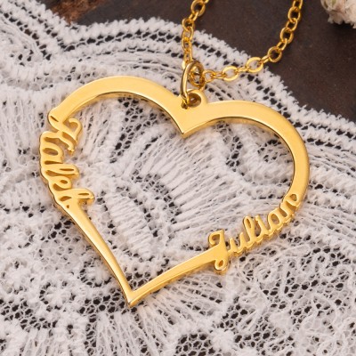 Personalised Heart Shaped Name Necklace for Couple Valentine's Day Anniversary Gift for Girlfriend Wife