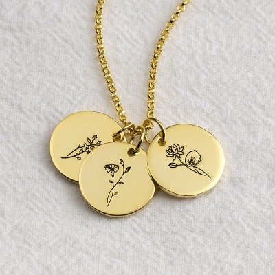 Personalised Birth Month Flower Necklace Gift for Mum 