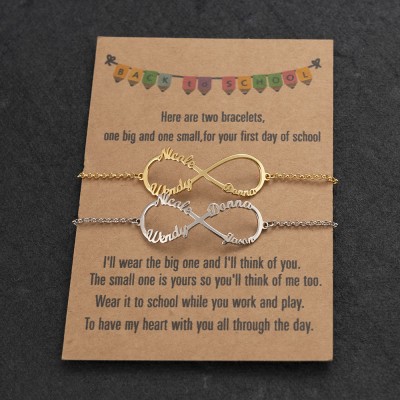 Personalised Back To School 2 Infinity Charm Bracelets For Student