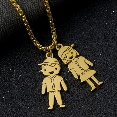 Personalised Kids Pendant Name Necklace with Engraving 1-10 Names