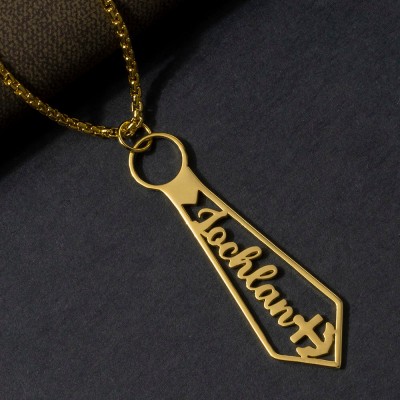 Personalised Tie Shaped Pendant Name Necklace