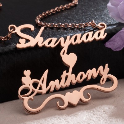 Personalised Double Names Women Romantic Necklace Birthday Gifts For Her Girlfriend Wife Grandma