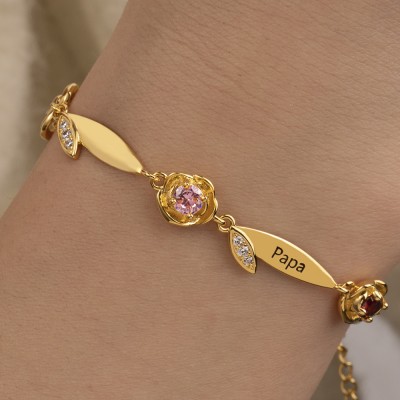 Personalised Name Birthstone Bracelet Anniversary Gift Keepsake Gift For Mum Grandma