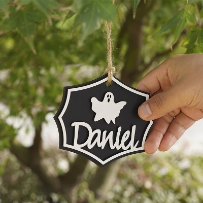 Personalised Halloween Ghost Bag Name Tags Candy Bucket For Kids