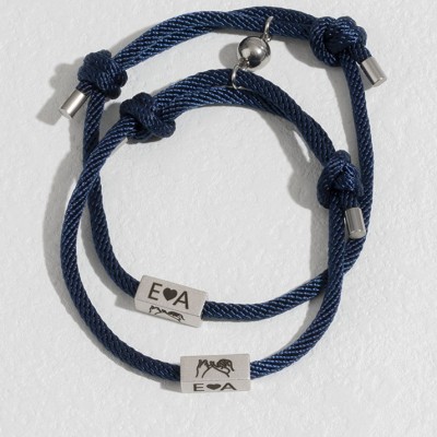 Personalised Set of 2 Couple Matching Magnetic Bracelet