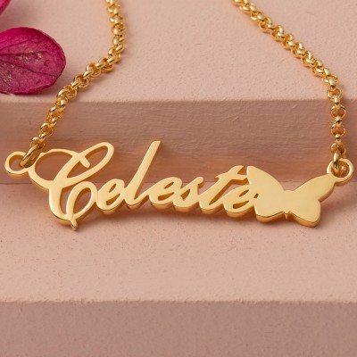 Personalised Butterfly Name Necklace Gift for Her Anniversary Gift for Wife Birthday Gift