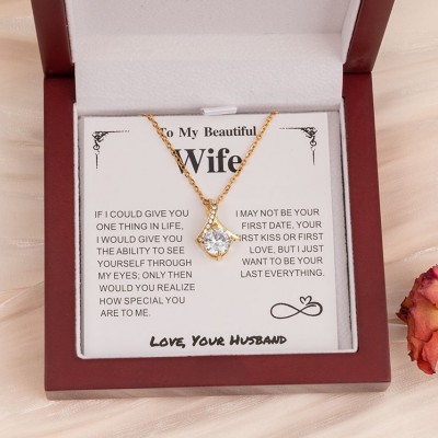 Adorlla To My Beautiful Wife Diamond Necklace Romantic Engagement Gift For Wife Unique Wedding Anniversary Gift For Her