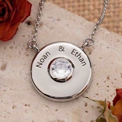 Personalised Engravable Disc Charm Necklace Gift for Couples