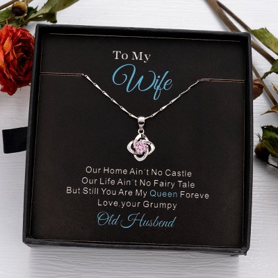 Personalised To My Wife Love Knot Necklace Birthday Anniversary Valentines Day Gifts For Her Wife