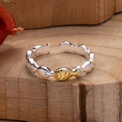Swimming Against Fish Ring Special Gift for Her