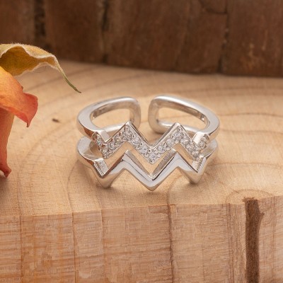 Sterling Silver Highs And Lows Double Wave Ring Gift for Her